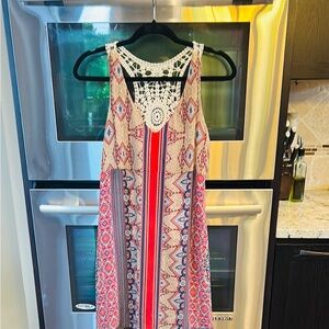 Love Reign Pink and Orange Halter Midi‎ Sundress